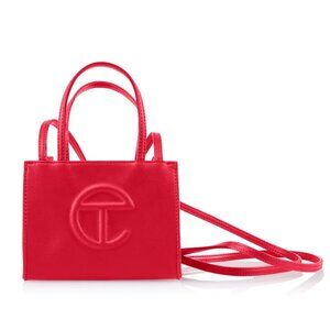 Telfar Small Faux Leather Shopping Bag, Red, VGUC